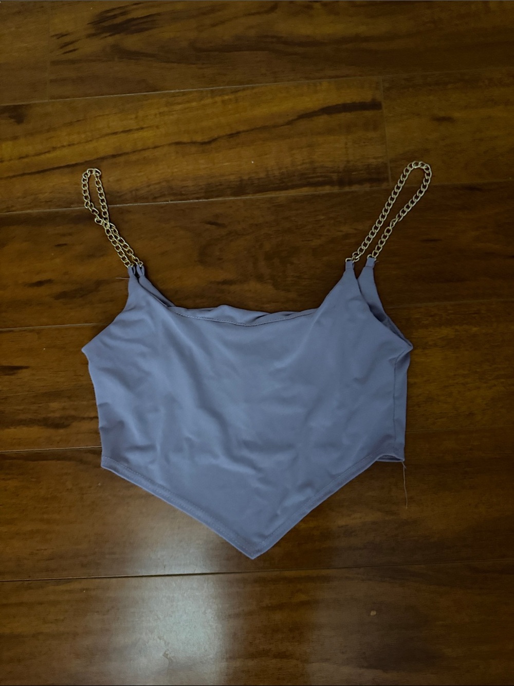 Chain-Strap Lavender Handkerchief Hem Crop Top